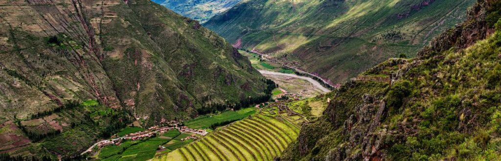 A shot of the sacred valley from above
